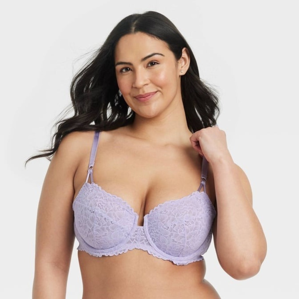 Women's Lavender Lace Unlined Balconette Bra 38DD